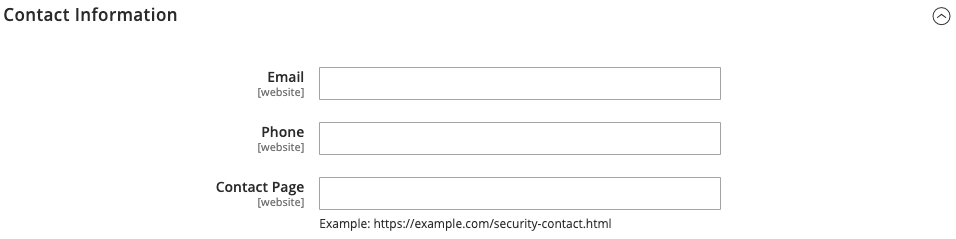Fill in this contact information form after setting the security.txt toggle.
