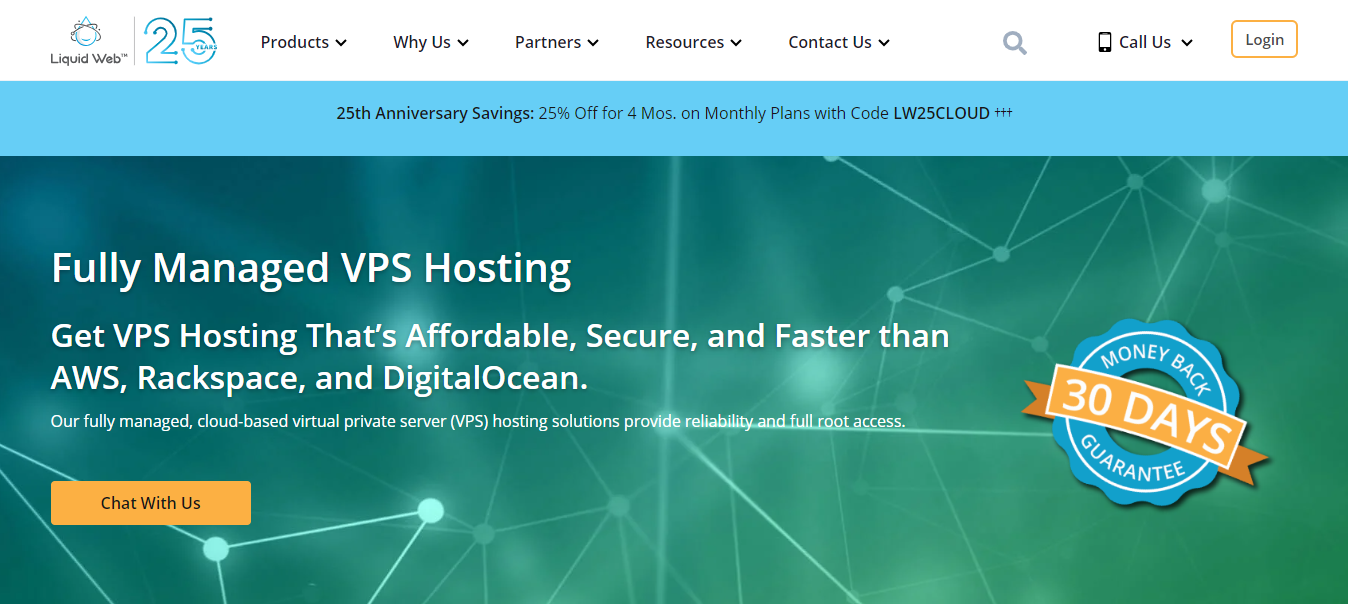 Liquid Web’s VPS hosting landing page.
