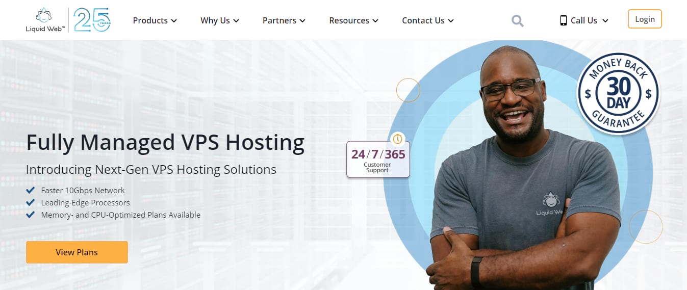 Liquid Web’s homepage for managed VPS hosting.