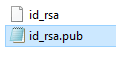 The two files generated after creating the SSH authentication keys containing the private and public keys.