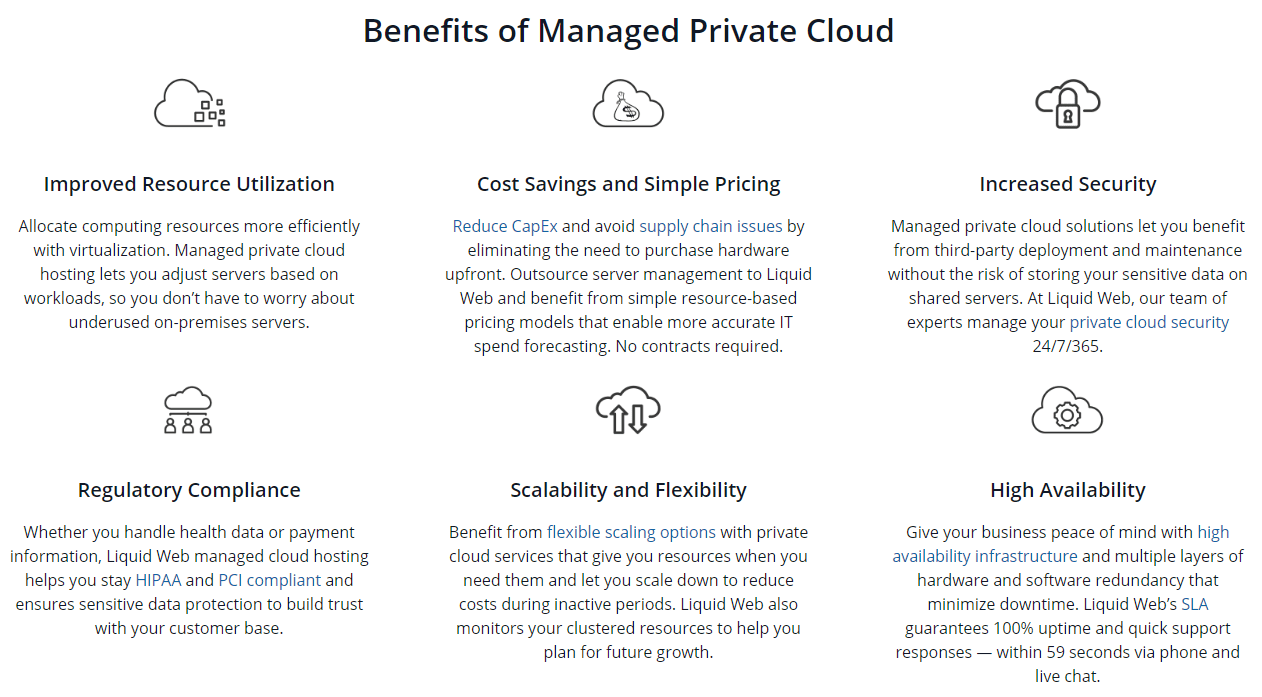 Liquid Web’s private cloud services offer many features, including increased security.