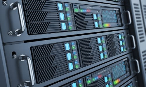 closeup of a panel of servers