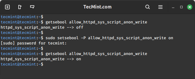 Enable Apache SELinux Boolean