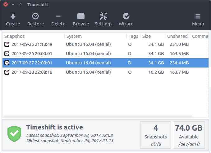 Timeshift - System Restore Tool