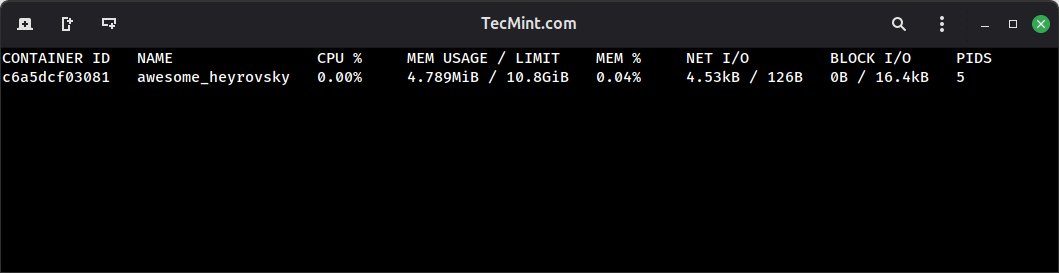 Monitor Docker Container Resource Usage