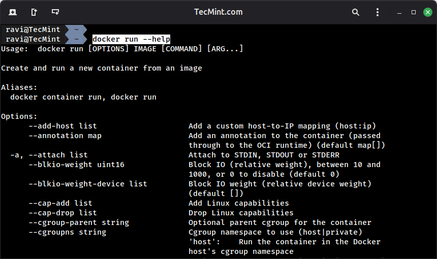 Get Detailed Help for Any Docker Command