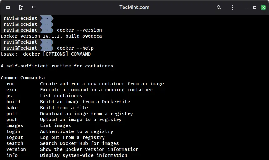 Check Docker Version and Use Built-In Help