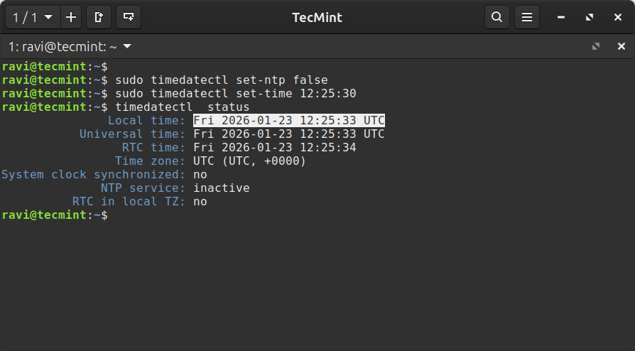 Set Date and Local Time in Linux