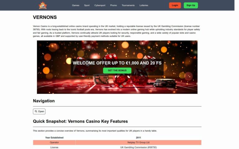 Vernons Registration Steps For Players In The United Kingdom